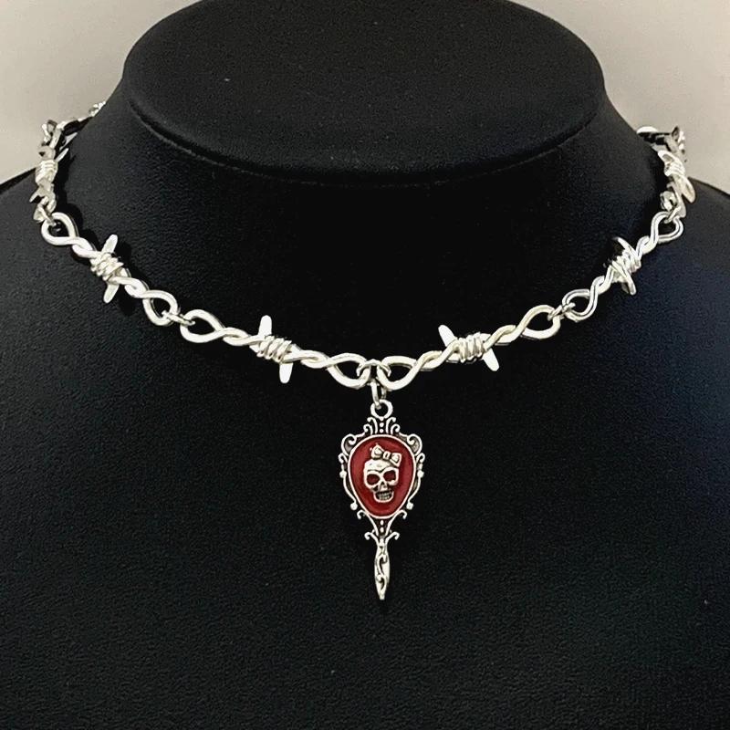 Sacred Heart Necklace, Small Wire Necklace, Women's Hip-hop, Gothic, Punk Style, Barbed Wire, Small Thorn Chain Necklace, Gift
