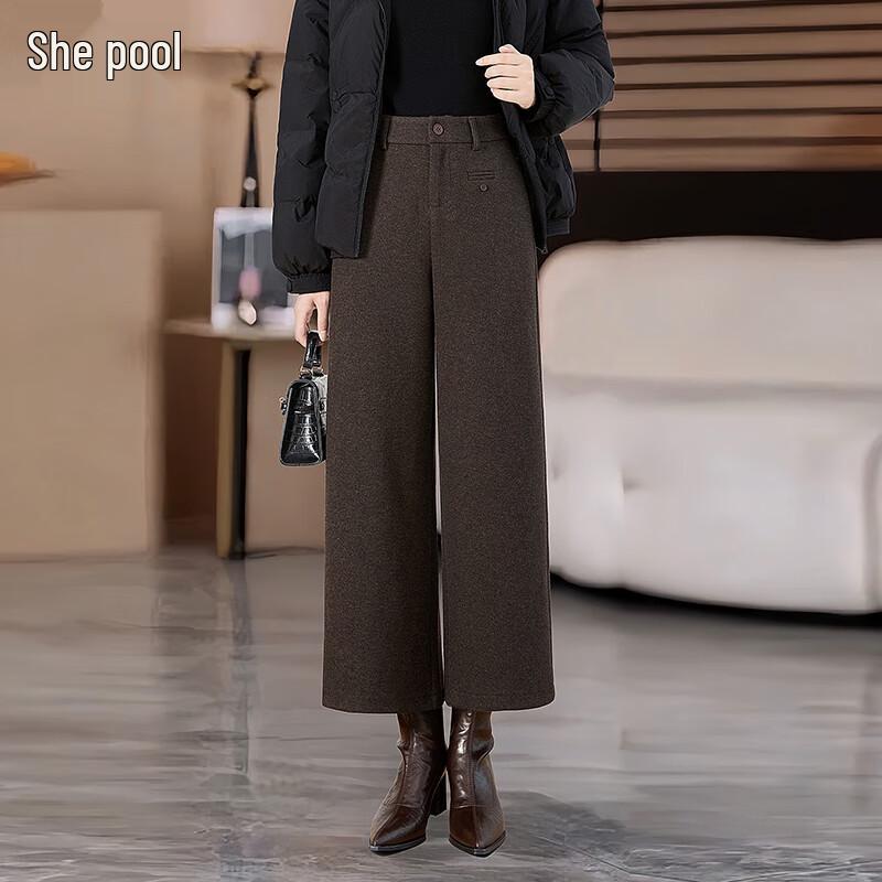 

Women s High-Waisted Wide-Leg Cropped Suit Pants M