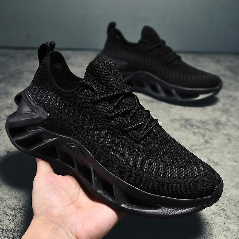 Fashion Fashion Purple Running Shoes Unisex Knit Breathable Platform Men's Casual Sneakers Outdoor Non slip Lace up Women's Sports Shoes