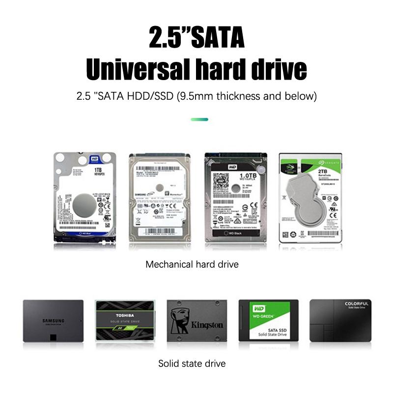 2,5-calowa obudowa na dysk twardy USB 3.1/2.0 Type C, obudowa na dysk SSD SATA, obudowa na zewnętrzny dysk twardy SSD lub HDD do notebooka