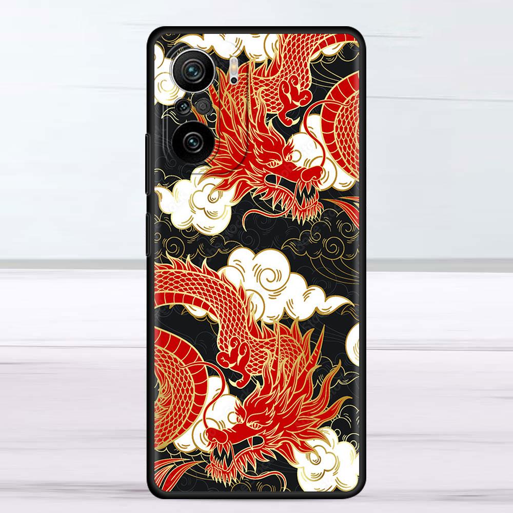 Fall für Xiaomi Redmi Hinweis 11 9S 10 9 8 7 9A 9C 9i K40 8T 10C 9T K50 Silikon Telefon Shell Mode chinesischen Vintage Drachen