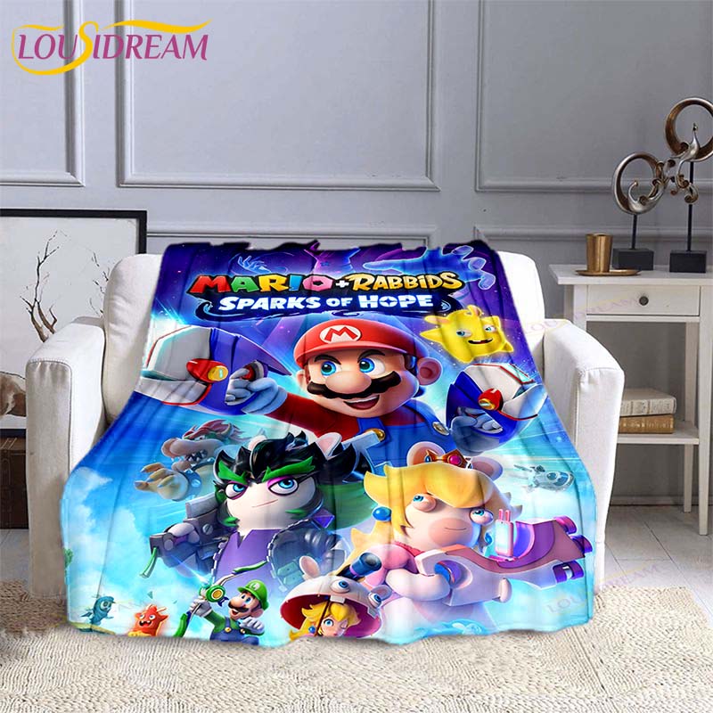 Mario Bros Fashion Blanket Anime Flannel Bed Throw Blanket Soft 3D Printed Cartoon Coverlet Sofa Travel Camping Children Blanket