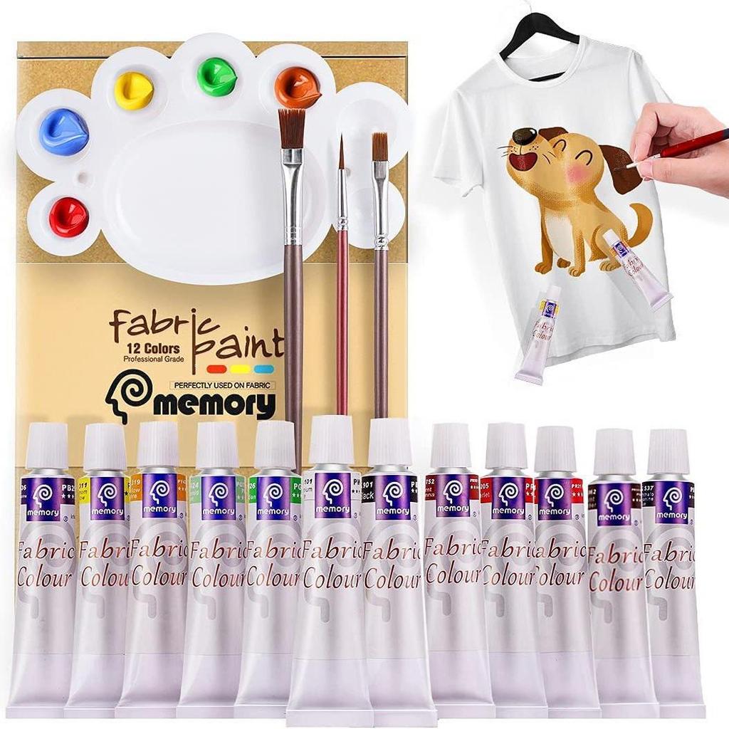 12-Color 12ml Textile Painting Pigment Set for DIY Hand-Painted Creations