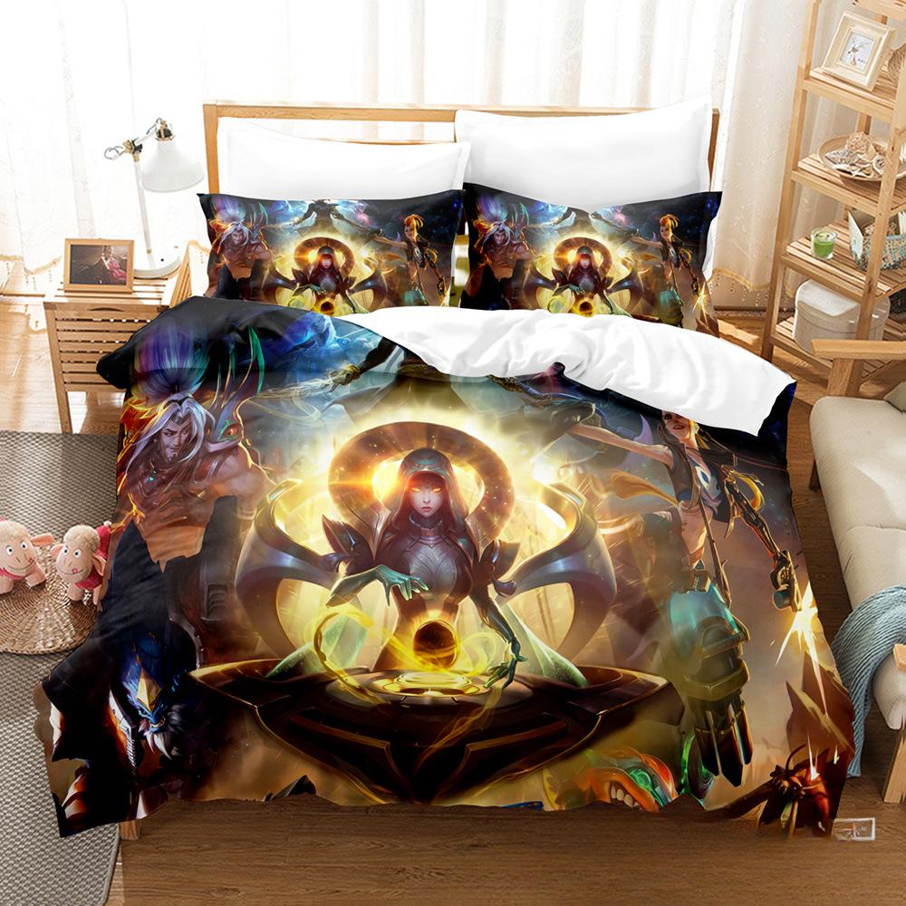 Comforter League Of Legends Lady Of Luminosity And Vn Design Quilt Set Three-Piece Lol Game Character Print Bedding King Size