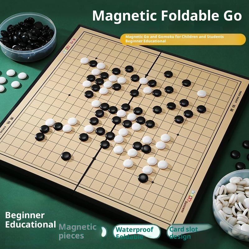Jogo de Tabuleiro Antigo Chinês Weiqi Damas Mesa Dobrável Conjunto de Xadrez Go Jogo de Xadrez Brinquedo Presentes Plástico Jogo de Go