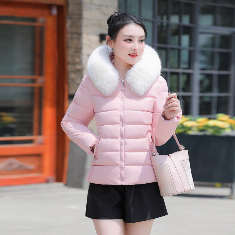 Large size large fur collar short down cotton clothes women's new loose small thickened winter coat