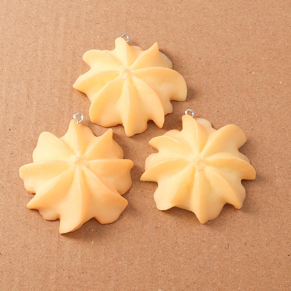 4Pcs Resin Simulation Waffle Cookies Biscuits Charms Pendants For Jewelry Making Necklace Earring Diy Handmade Accessories