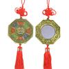 Fengshui Bagua Mirror Ornament for Home or Car Decors with Lion Biting Swords and Chinese Knots Tassels Pendant Charm