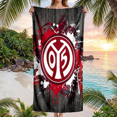 Mainz FC baskılı Hızlı Kuruyan Plaj Havlusu Mikrofiber Emici Taşınabilir Seyahat Yüzme Havlusu