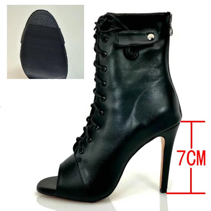 Women's Black Peep-Toe High Heel Stilettos  New Fashion Brand Party Boots for Ballroom Latin Jazz Dance Sexy Party Shoes