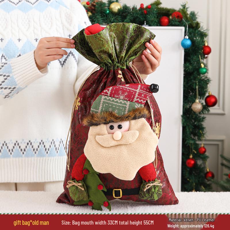 Large Santa Claus Christmas Eve Gift Bag with Pocket for Decorations