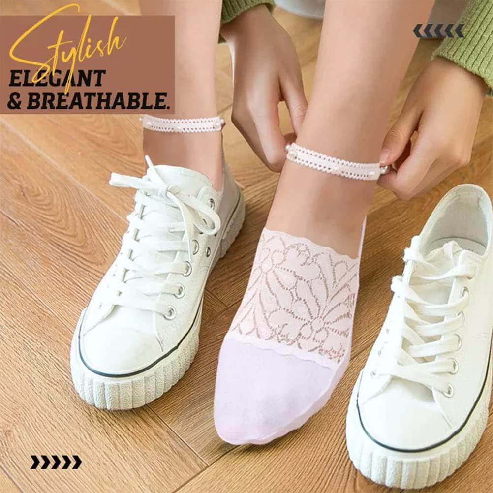 1 4 Pair Thin Pearl Lace Socks Ladies Beaded Lace Socks Ankle Socks Cute Mesh Transparent Lace Liner Socks Invisible