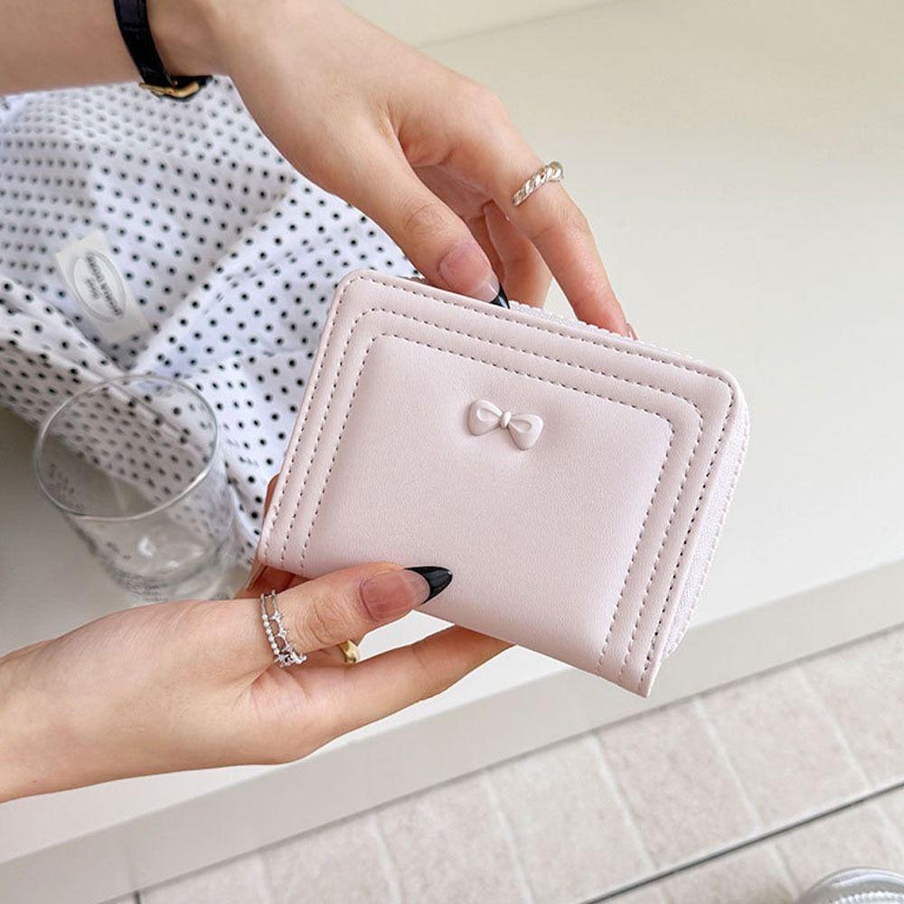 New Cute Bow Women's Wallet Short Zipper Coin Purse Student Card Holder Gifts