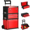 3-Tier Tool Box Set, with Wheels, Interlocking, Steel, Plastic