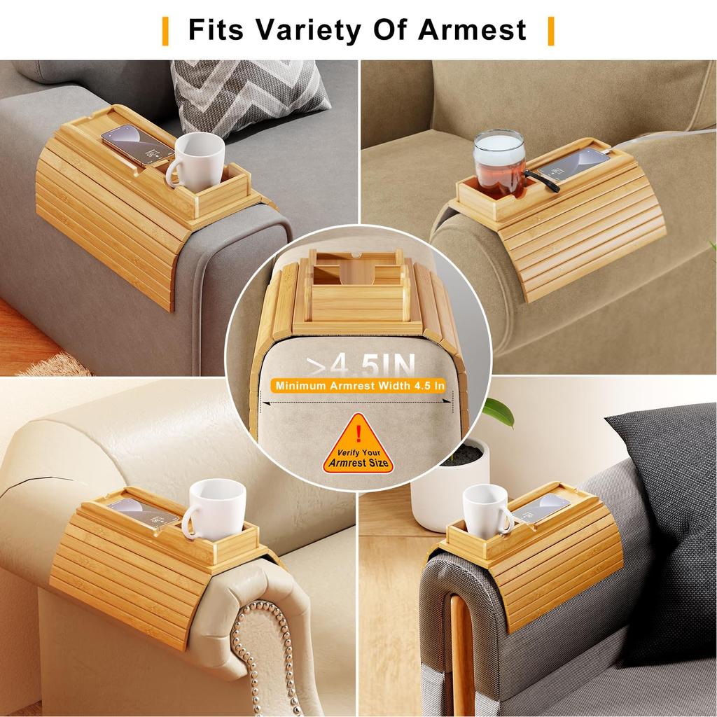 Sofa Arm Ablagetisch Flexibles Anti-Rutsch Couch Getränkehalter Ablage Sessel Getränkehalter für Fernbedienung Snacks