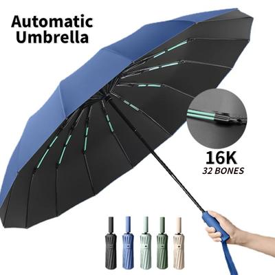 Ombrelli Compatti Antivento Pieghevoli Automatici Business Lusso Ombrello Sole Pioggia Viaggio 16 Stecche Doppie Ombrello Grande