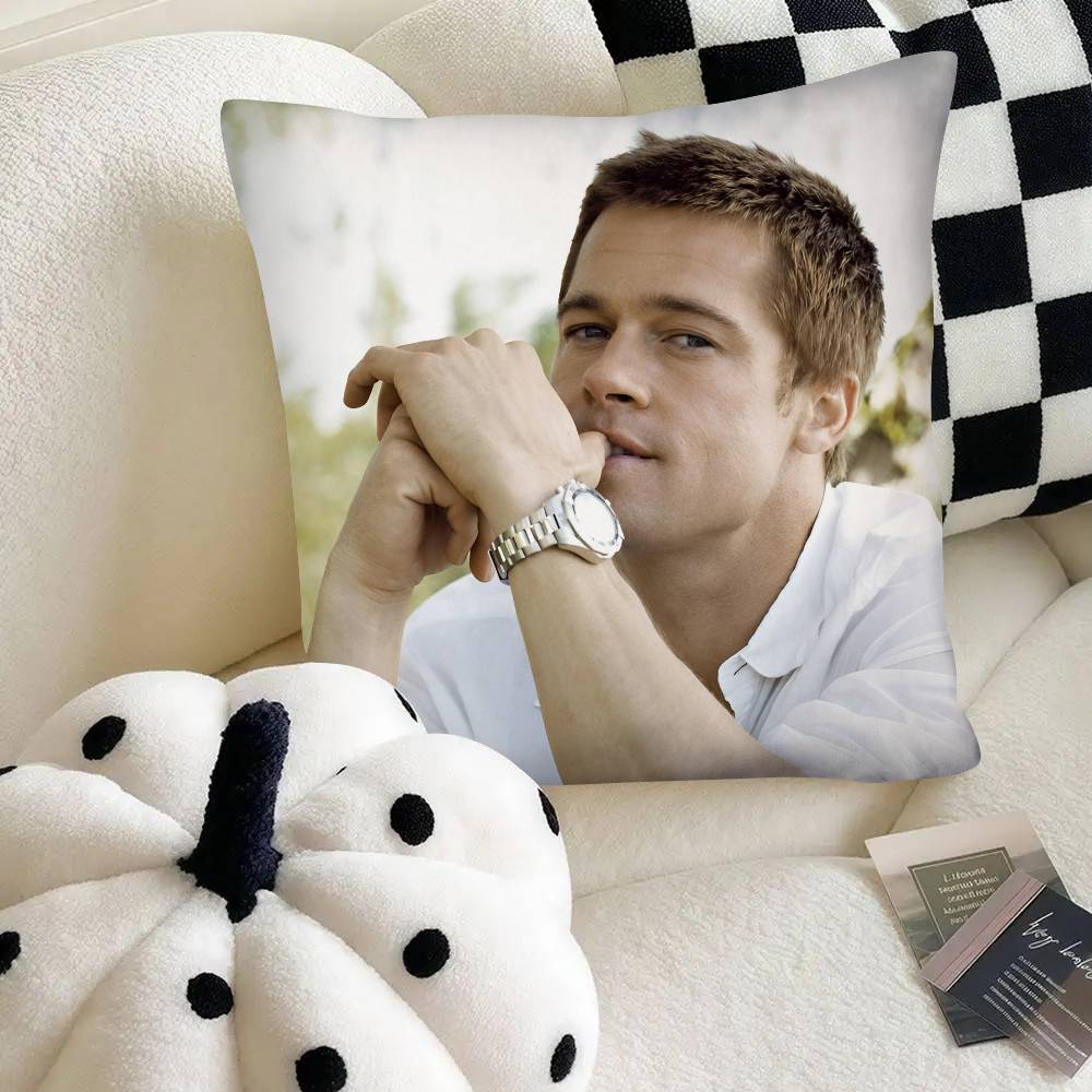 Actor Brad Pitt Pillow Case Fashion Square Pillowcase Bedroom Sofa Room Ins Decoration Leisure