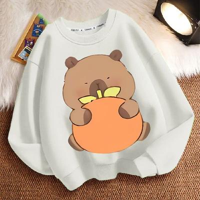 Kinder-Mode Capybara Oberteile für Herbst und Winter, lockere langärmlige Rundhals-Hoodies für Jungen und Mädchen