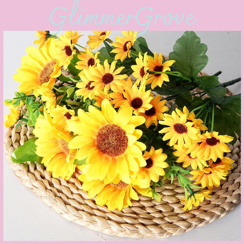 Sunflower Fake Flowers With Durable Silk Material For Gift Home And Party Decorations