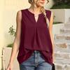 Women's Fashion Casual Summer Spring Solid Color Print Sleeveless V-Neck Blouses & Shirts