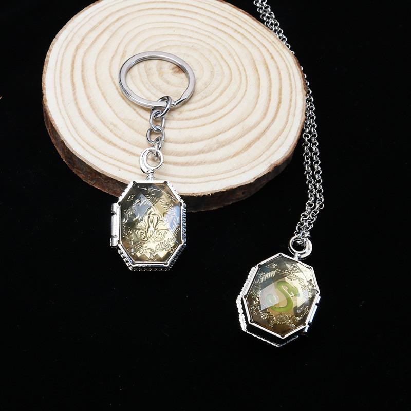 Harry Potter Slytherin Pendant Necklace With Box Keychain For Harry Potter Fans