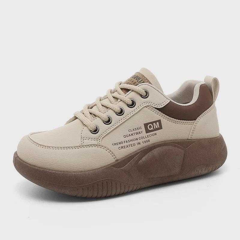Spring Women's Korean Chunky White Sneakers - Trendy, All-Match Casual Shoes XQ5801
