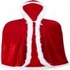 Christmas Costume Cloak Mrs. Claus Cosplay Outfit Hooded Holiday Cape