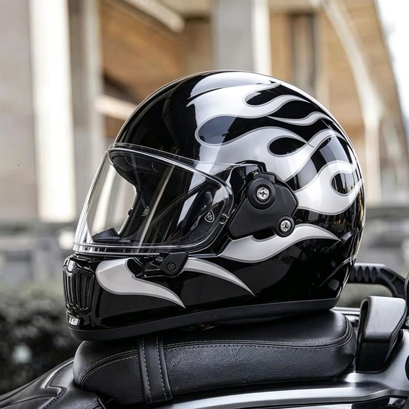 DOT Retro Full Face Motorcycle Helmet 3C Certified Small Shell Men Women Scooter Cruiser With Bluetooth