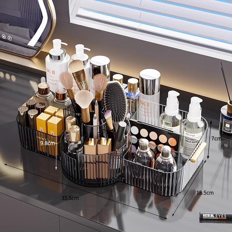 360 ° Rotating Cosmetics Storage Box Acrylic Transparent Large Capacity Box Divided Lipstick Dormitory Makeup Brush Storage Rack