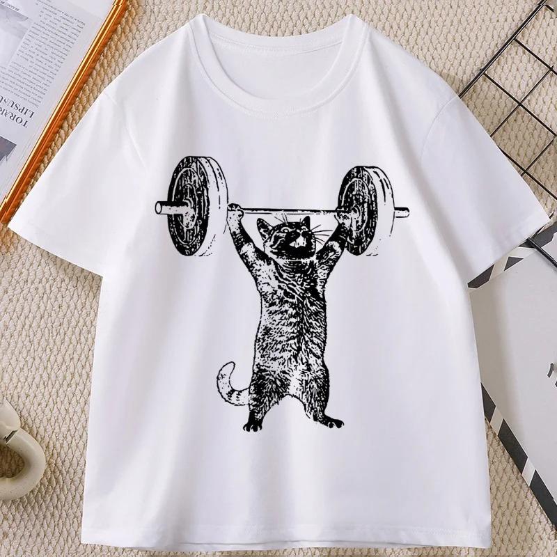 Divertente Maglietta da Palestra per Gatti Unisex Maglietta da Allenamento per Gatti Unisex Maglietta da Palestra Vintage Casual Girocollo Manica Corta Streetwear