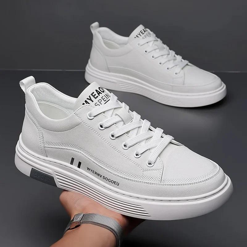 Men's Genuine Leather Casual Shoes Outdoor Comfortable and Versatile White Sneakers Non-slip and Anti-dirty Men's Casual Shoes