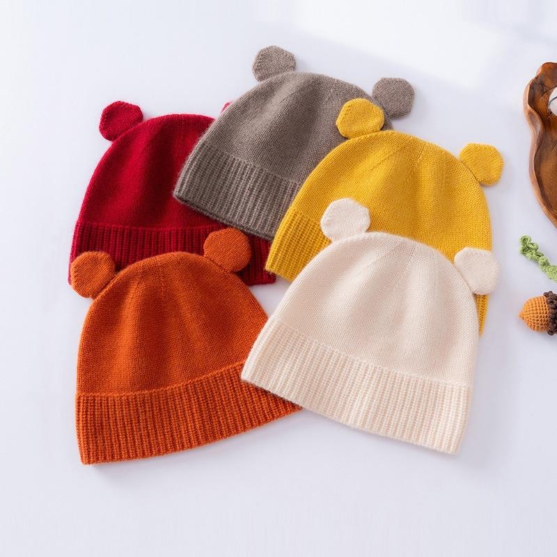 Cashmere Autumn and Winter New Children's Thickened Bear Ears Warm Boys and Girls Ear Caps Windproof