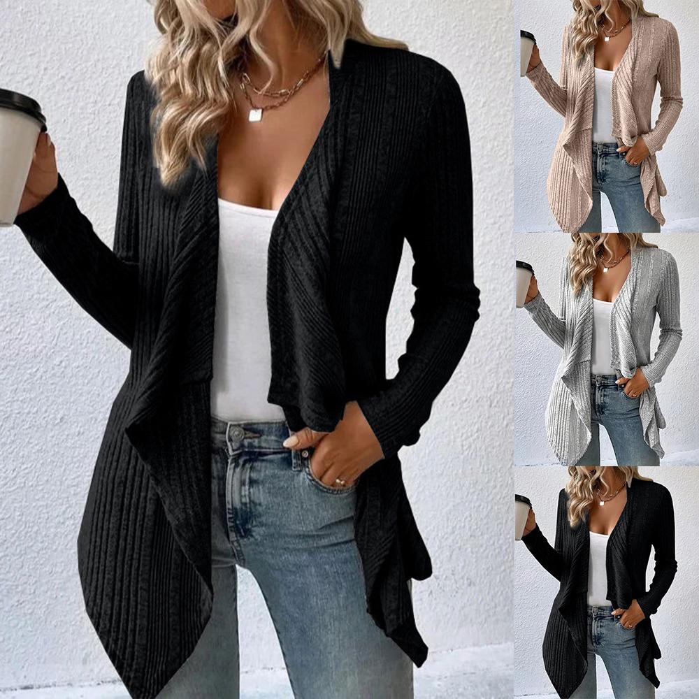 

Женский ребристый кардиган с изображением водопада, женская рубашка с шалью Winer, топы, открытое пальто, верхняя одежда