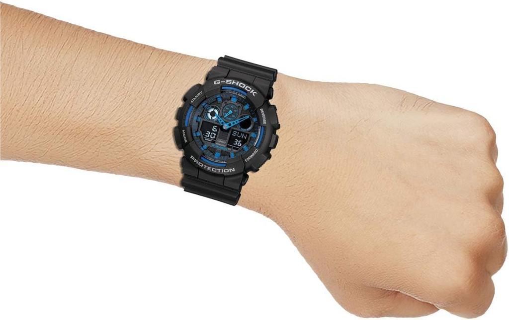 Casio G-Shock GA-100-1A2 Ana-Digi Magnetic Resistant Men's Watch Black Blue (Parallel Import)