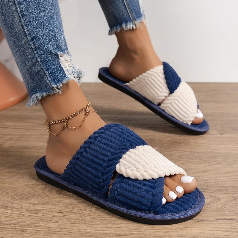Fashion 2025 NEW Winter Women Fashion Slippers Females Soft Corduroy Home Slides Warm Plush Sandal Fashionable and Beautiful Shoes