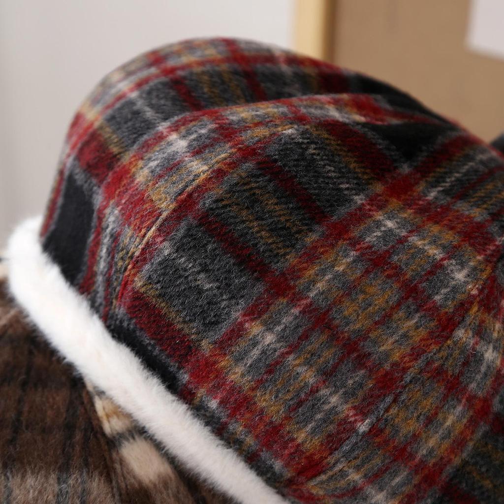 2025 Retro Karomuster Baskenmütze - Unisex Malermütze für Herbst/Winter, Warm & Modisch