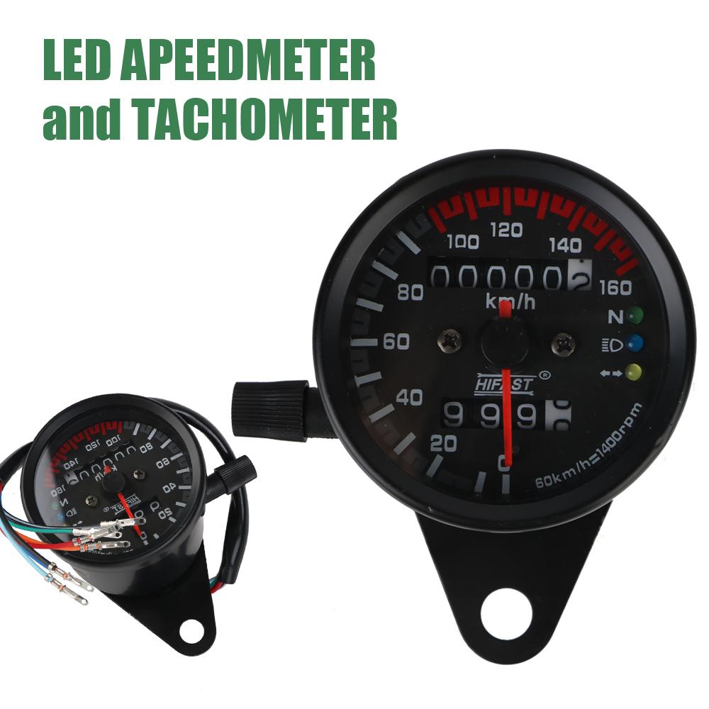 Univerzální s LED signálním světlem Podsvícený indikátor pro Cafe Racer Motocykl Motocykl Tachometr 12V Počítadlo kilometrů Měřič