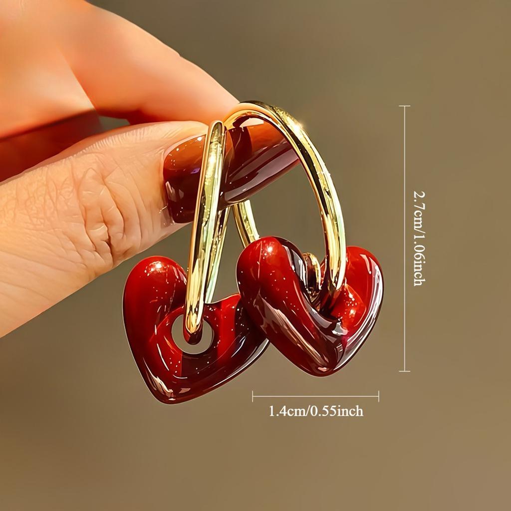 Paar goldene Herzohrringe, Bequem und vielseitig, Schlichte Eleganz, Modische Damen-Schmuckaccessoires für den Alltag oder Partys