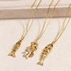 Stainless Steel Fish Pendant Charms Pave Red Green Zircon Ocean Fish Necklace For Women Choker Accessories Unisex Party Gift