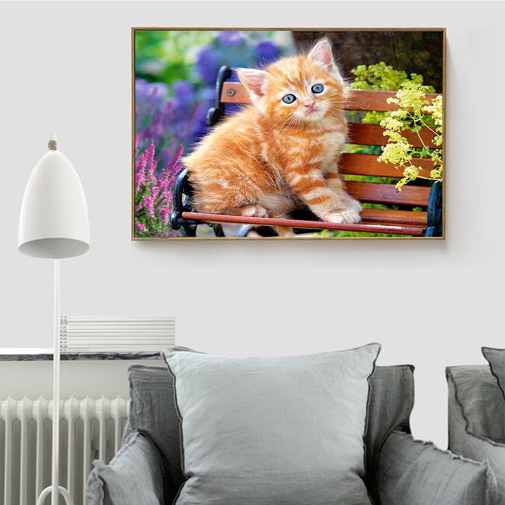5D DIY Animal Diamond Painting Full Square Kitten Diamond Painting Cat Rhinestones Embroidery Home Decor