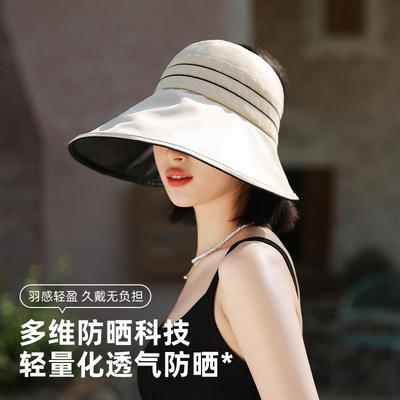 New Matte Vinyl Sunscreen Women's Summer UV Protection Big Brim Sun Hat Outdoor Empty Top Sun Shows Small Face