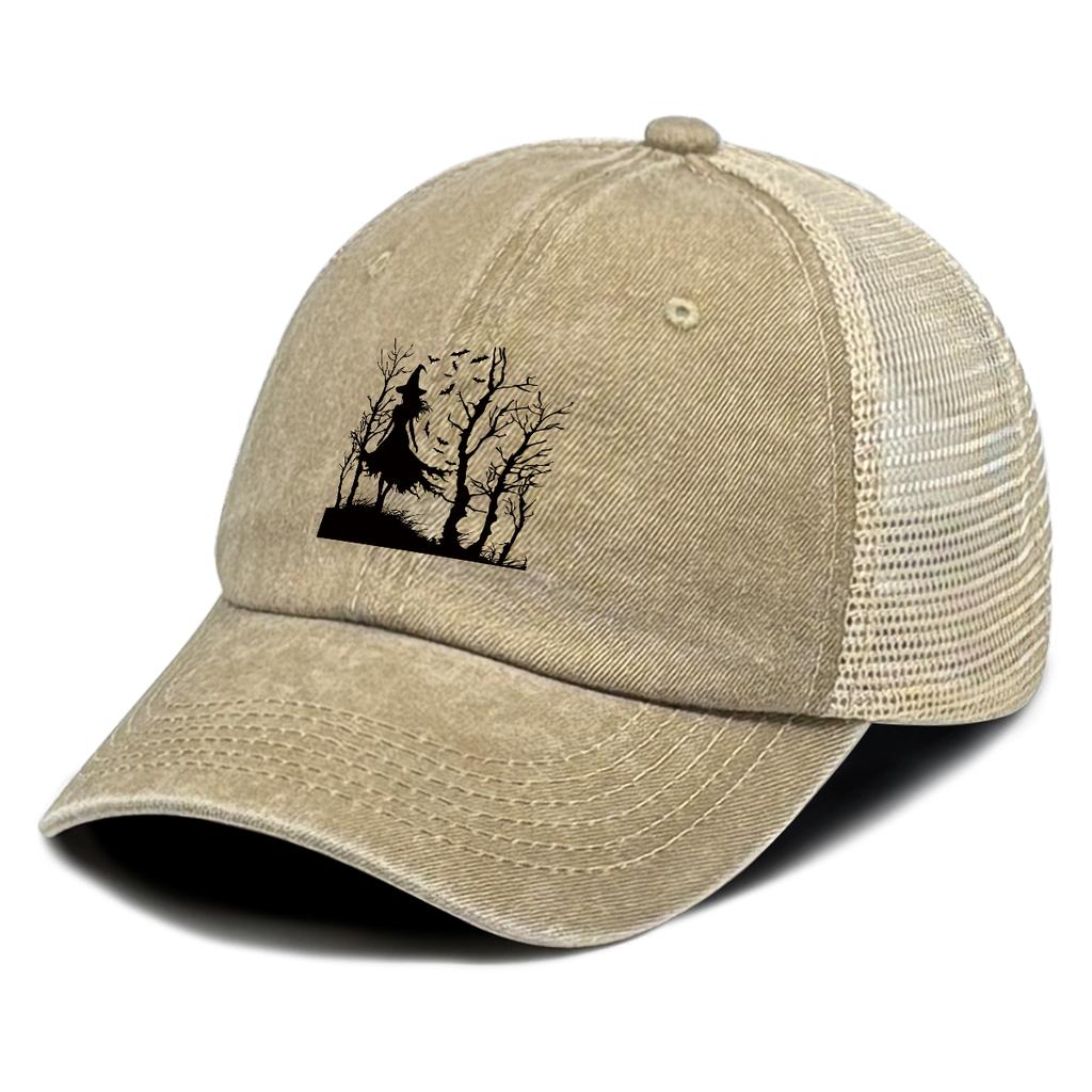 Black Grim Reaper And Tree Printed Baseball Cap Adjustable Mesh Unisex Fashion Hat For Women Unisex Street Style Travel Sports