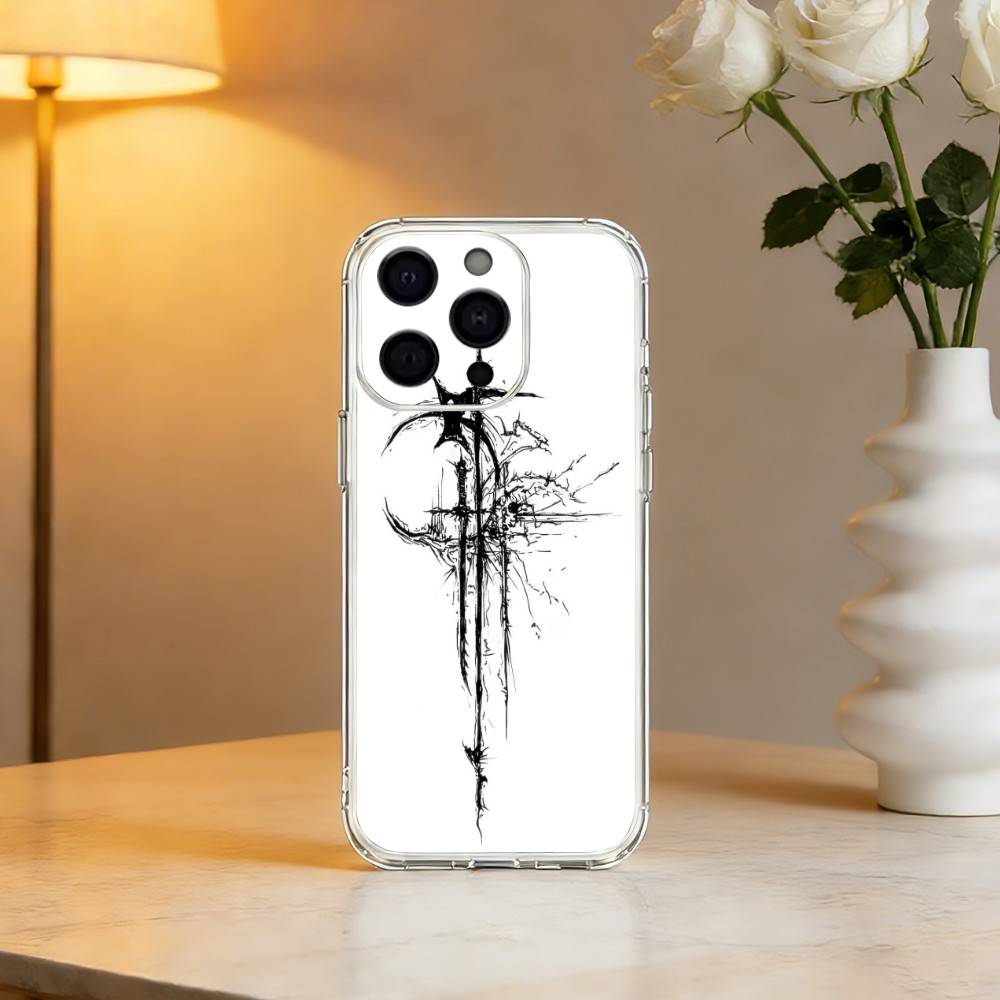 C-Cool Dark Gothic Cross Mark Phone Case For iPhone 17 16 15 14 13 12 11 Mini Pro Max Plus Transparent Cover