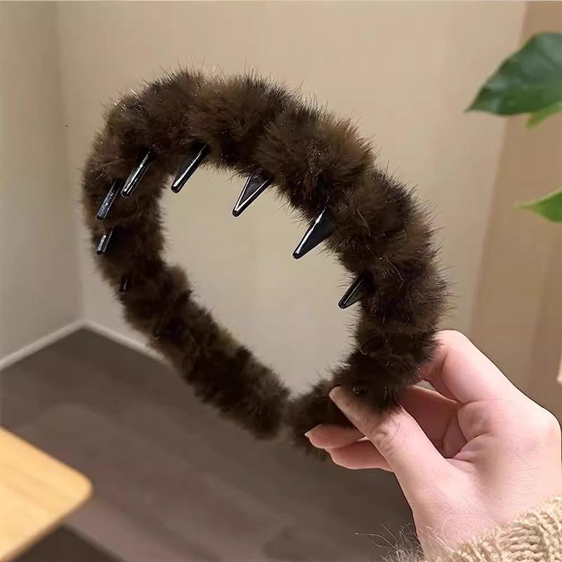 

Зимняя плюшевая повязка на голову с леопардовым принтом и зубами для женщин, милое украшение для волос, ободок, резинка для волос, повязка на голову, модные аксессуары для волос