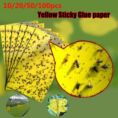 10/20/50/100pcs Pest Control Lot Wasp Insect Trap Catcher Yellow Insect Killer Sticky Glue Paper