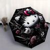 Gothic Hello Kitty Automatic Folding Umbrella-Simple 8-Rib Design, Bright Cartoon Pattern, Durable Iron Frame, Suitable For Travel, Outdoor,
