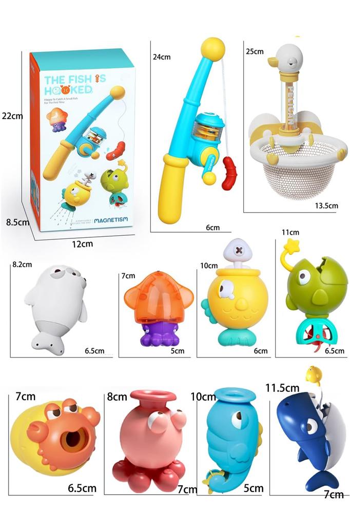 Bath Fishing Water Play Fishing Magnetic Fishing Cute Water Shower Bath Birthday Gift Toy, Game, Toy, Gift, Game, Pool, Set, Wheel, Fountain, Toy,