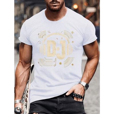 Übergröße Herren Grafik T-Shirt Rundhals-T-Shirt, Geometrisches Muster, Leichte Dehnung, Lässiger Stil, Reguläre Passform Kurzarm-Oberteil für Sommerliche Freizeitkleidung