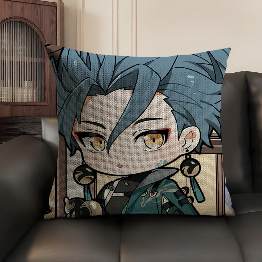 Ji Yan Cute Wuthering Waves Cushion Cover Natural Linen Organic Fabric DoubleSided Printing Sofa Home Decor Gift Pillow Case