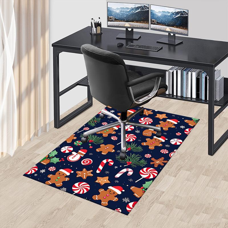 

Christmas Gingerbread Man Chair Mat - Anti-Slip Rug for Office, Home Decor, Living Room, Bedroom, Game Room & Dormitory Carpet (Anime Cartoon Design) 60cm by 90cm
